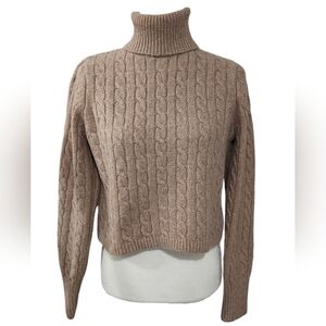 Jessica Simpson Tan Cropped Turtleneck Sweater. Size Jr's. L